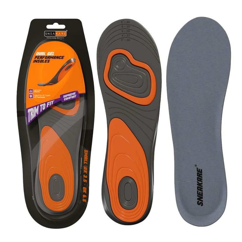 SNEAKARE Shoe Insoles, Antislip Insoles With Trimmable Feature, Super Soft And Extra Comfortable, Suitable For Sneaker, Canvas, Crocs, Boots & Casuals, Pack of 1 Pair (Size Uk3.5-Uk6.5) Small