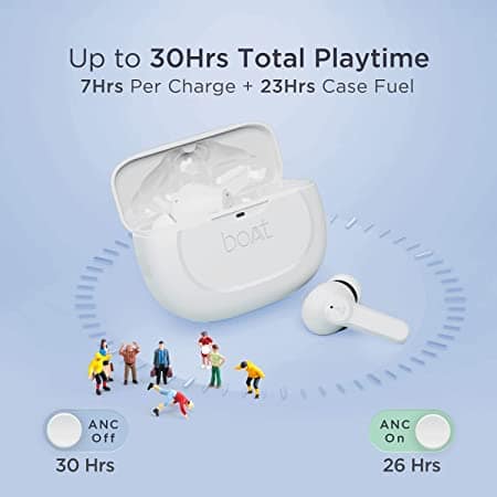 boAt Airdopes 393 ANC | Bluetooth Earbuds with 30 Hours of Playtime, Beast Mode, ENx™ technology White view 3