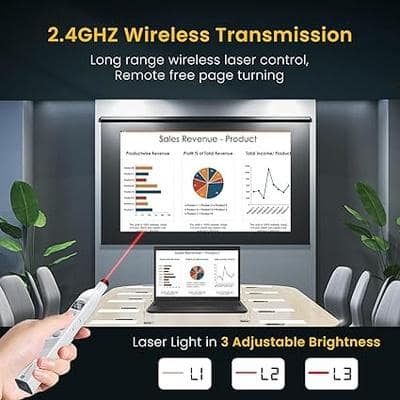 Portronics SlideMate 2 Wireless Presenter Remote with Rechargeable Battery, Slide Changer Buttons, USB Receiver, Telescopic Extendable Pointer Stylus, Presentation Pen for Laptops & PC (White) view 4