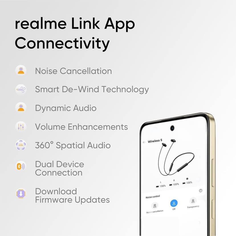 realme Buds Wireless 5 ANC in Ear Bluetooth Headphones,50dB ANC, 13.6mm Dynamic Bass Driver,360° Spatial Audio,45ms Low Latency,Upto 38hrs Playback,IP55 Rating,Dual Device Connection (Midnight Black) view 8