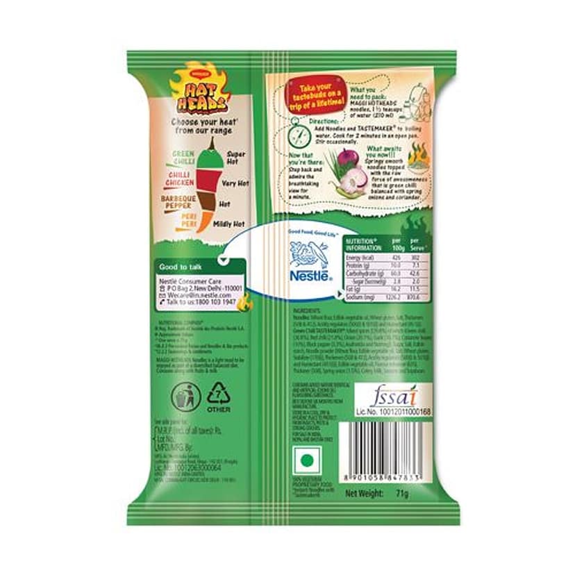 Maggi Hotheads Noodles - Green Chilli, 71 G view 2