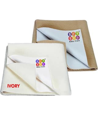 BeyBee Waterproof Cotton Bed Protector Sheet Combo (Ivory, Beige, Small)