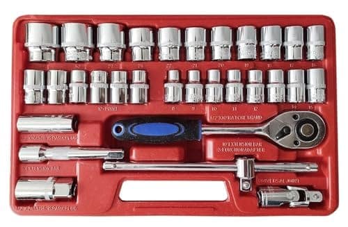HELLARO 32Pcs Heavy 1/2" inch Combinational Ratchet Socket Wrench Spannar Tool Goti Set with Carry Box for Automobiles/Bike/Car Repair Tool Kit Socket Set (Pack of 32) (32pc in Red box) view 2