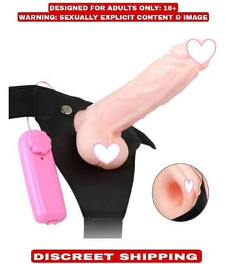kamahouse 7 inch Big Hollow Strap On Dildo with Vibration and belt Female Sex Toy