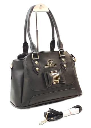 Magnifique Women's Hand/Sling/Side Bag/purse Polyurethane Western (Black)