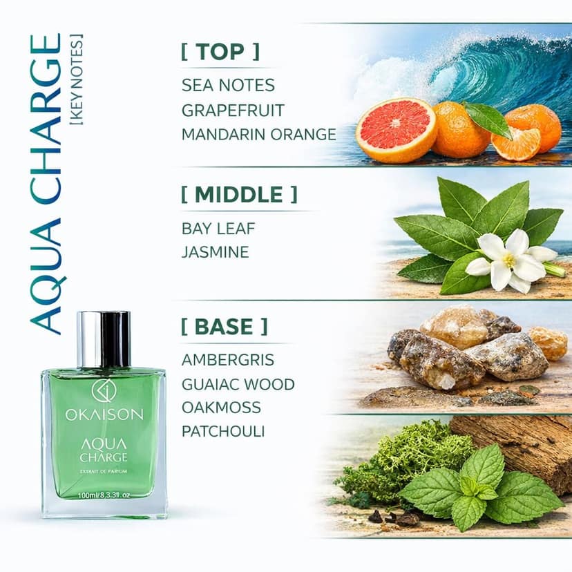 OKAISON AQUA CHARGE|INVICTUS Fragrance|100ml Extrait de parfum| perfume with Invictus.| view 3