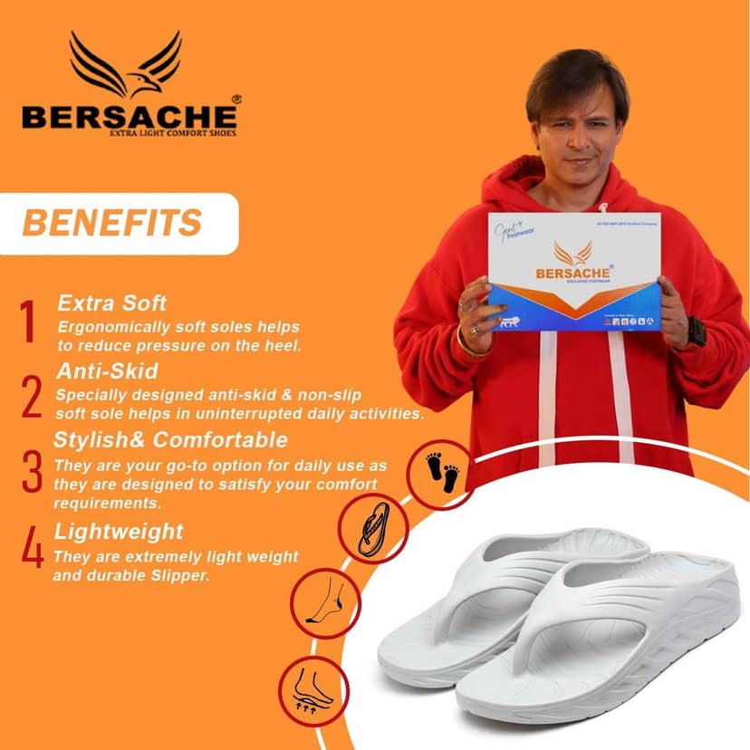 Bersache Extra Soft Classic Casual with Back Strap Regular wear with Ultra Soft & Flexibility Technology Slipper for Men's view 2