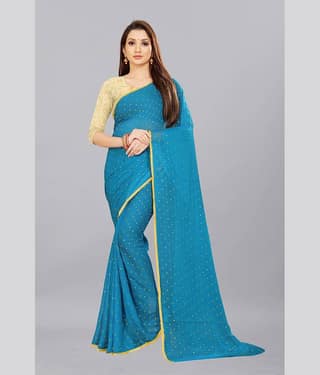 Rhey Chiffon Printed Saree With Unstitched Blouse Piece ( Green )