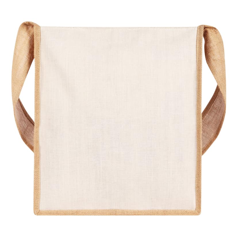 Raiganj Crafts Stylish and Sustainable Jute Side Bags - Eco friendly Fashion Bag / Shopping / Tiffin / Handbag with Zip and Jute Handle for Mens and Womens view 3