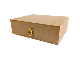 DEVESHA DIY Wooden Storage Box - 9 × 7 × 2.75 Inch | MDF Box for Art, Craft, Decoupage, Decoration & Storage | Handmade Wooden Jewelry Box with Lock