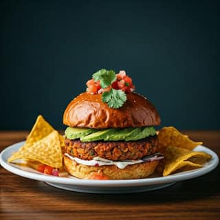 Mexican Spicy Veg Burger + Crispy Nachos