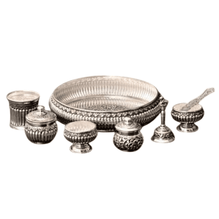 Silver Pooja Thali Set - Elegant & Functional Ritual Essentials view 2
