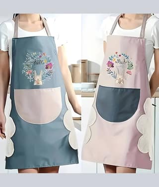 Radhe Creation PVC Printed Kitchen Apron with 1 Center Pocket ( Pack of 1 )