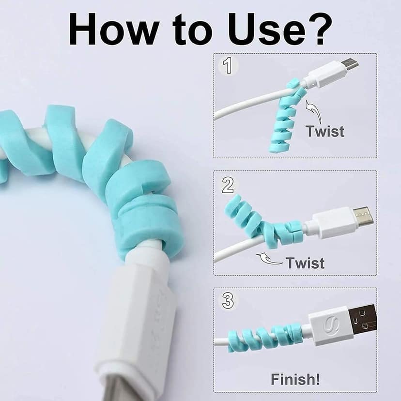 Spiral Charger Cable Protector Data Cable Saver Charging Cords Protective for All Universal Cable Cover (Pack of 10) view 10