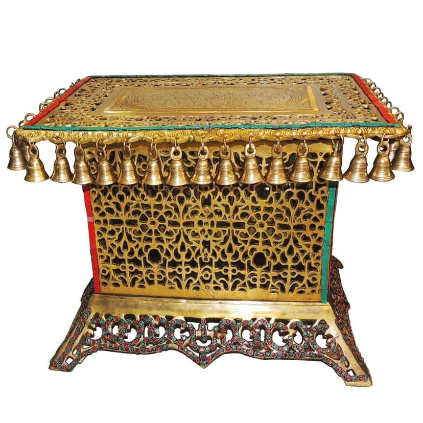 Brass Stool for God Idol - Spiritual Puja Base Stand, Height : 16 Inch (BSMAS502 Y) view 2