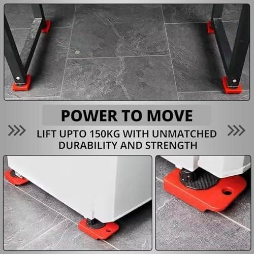 Furniture Lifter and Shifter Tool Set with 4 Moving Sliders, 360 Degree Rotating Pads, Heavy Duty Furniture Moving Rollers, Supports Up to 150kg, Easy Rearranging and Relocation view 3