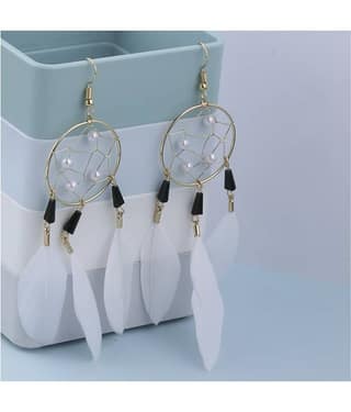 Silver Shine - White Drop Earrings ( Pack of 1 )