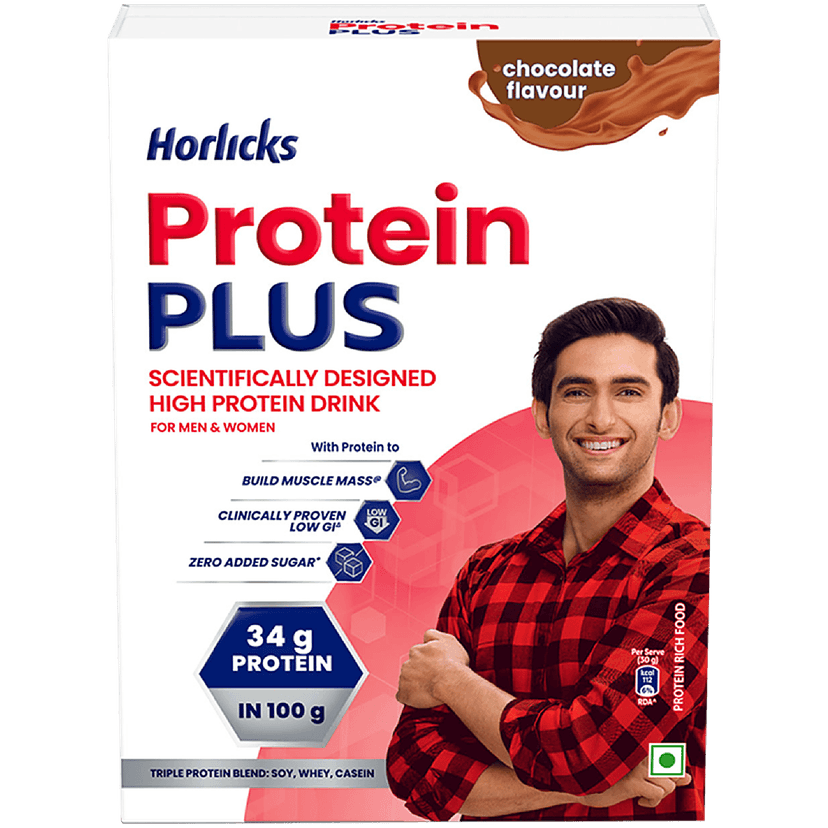 Horlicks Protein Plus, Chocolate, 400 G view 2