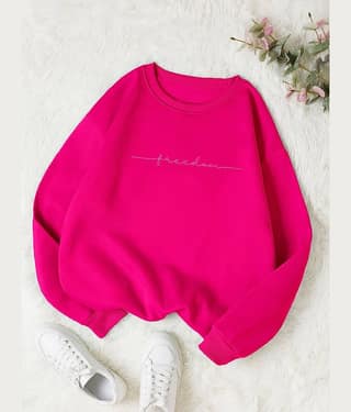 kotty Women Fleece Round Neck Sweatshirt For Light Winters ( Pink )