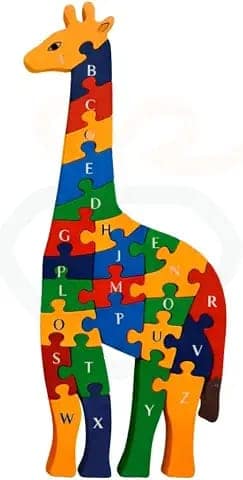 Wooden Giraffe Alphabet & Number Puzzle for Kids|Double Sided Educational Jigsaw Puzzle Toy|Montessori Learning Board for Toddlers & Preschool Children|Wooden Animal Puzzle Game view 2