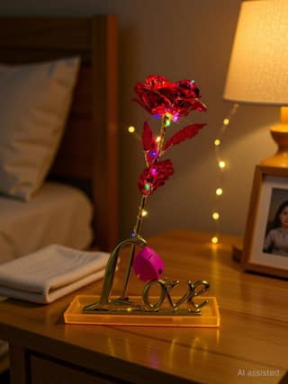 Wagwanfly Artificial Flower, Lamp Gift Set