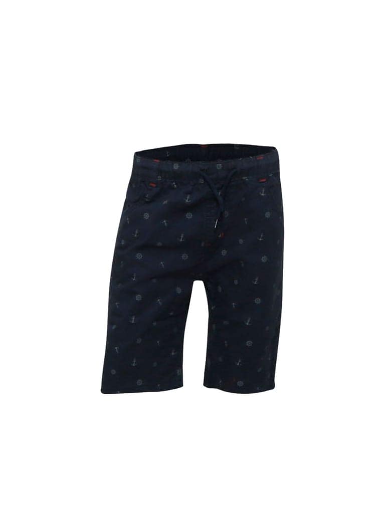 Boys Black Anchor Printed Shorts