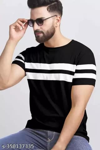 TRENDY MEN ROUND NECK COLOR BLOCK POLYESTER T-SHIRT