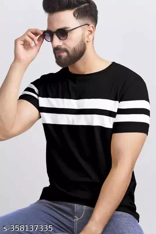 TRENDY MEN ROUND NECK COLOR BLOCK POLYESTER T-SHIRT