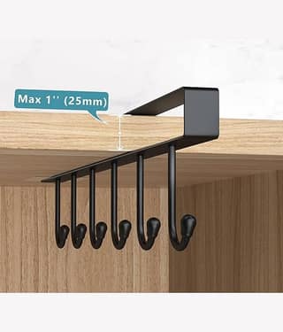 6 Hooks Hanger Door Cabinet Hook Ceiling Mounted Hanger Hook Rack Clothe Hanger Hook Tie Hanger Hook Kitchen Cabinet Clothes Home Storage Hanger