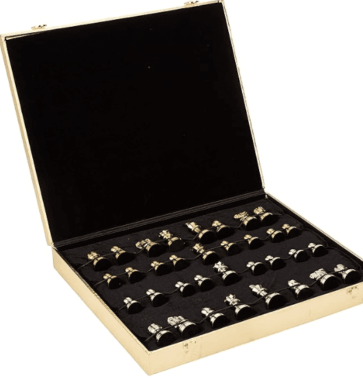 Metal Chess Pieces Only No Board for Adults and Kids, 32 Large Quadruple Weighted Chess Pieces, 2 Extra Queen, 2.6” King Figures Staunton Chessmen Heavy Piece, Gold-Silver view 2
