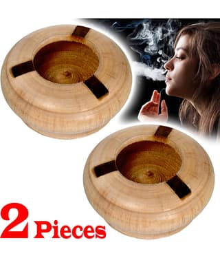2 Pieces Wooden Handmade Cigarette Ashtray Ash Holder