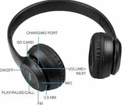 P47 Wireless Bluetooth Over Ear Headphones with Built-in Music