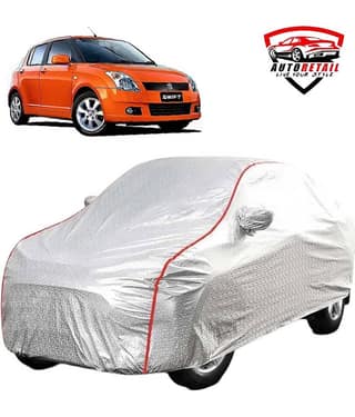 AutoRetail Car Body Cover for Maruti Suzuki Swift [2005-2010] With Mirror Pocket ( Pack of 1 ) , Silver
