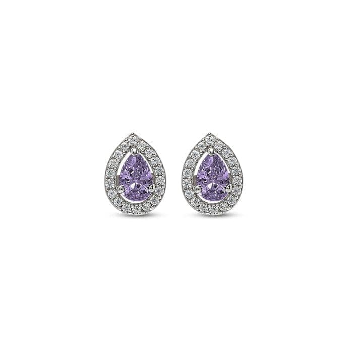 Silver Violet Vista Pear Studs