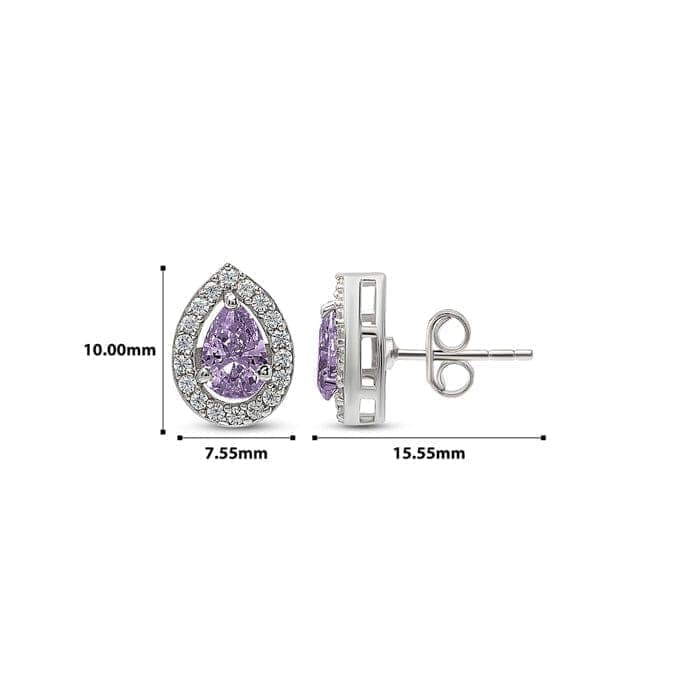 Silver Violet Vista Pear Studs view 4