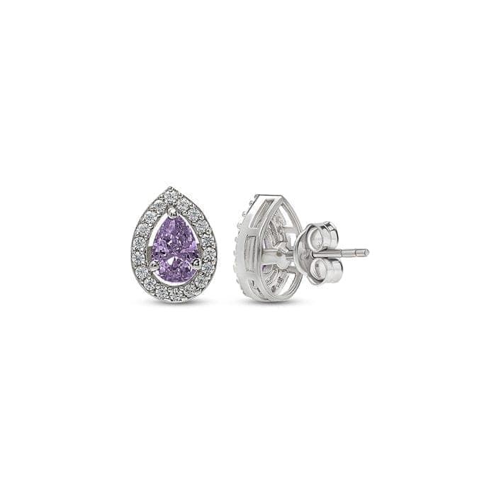 Silver Violet Vista Pear Studs view 5