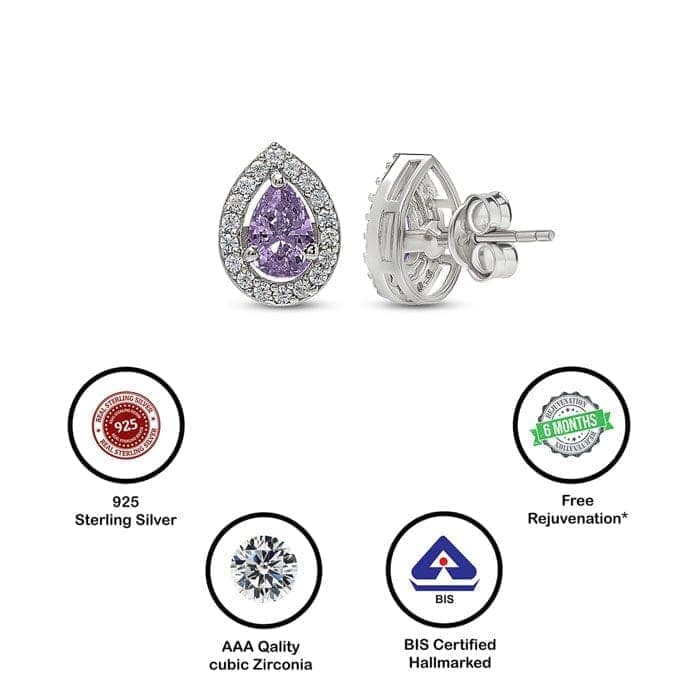Silver Violet Vista Pear Studs view 6