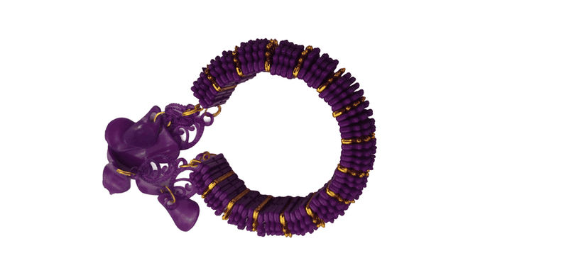 Gold and purple beaded bracelet with unique design view 3