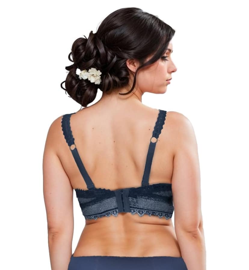Pack of 2 Women's Lightly Padded Wirefree Bras with Bandana Print – Dark Green & Blue Combo view 3