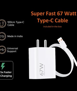 Ultra-Speed 67W Charger with 100cm Type-C Cable – Made in India