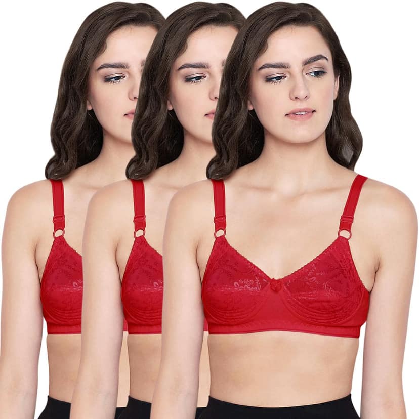 Bodycare Cotton Non Padded Non wired Regular Bra-Pack of 3