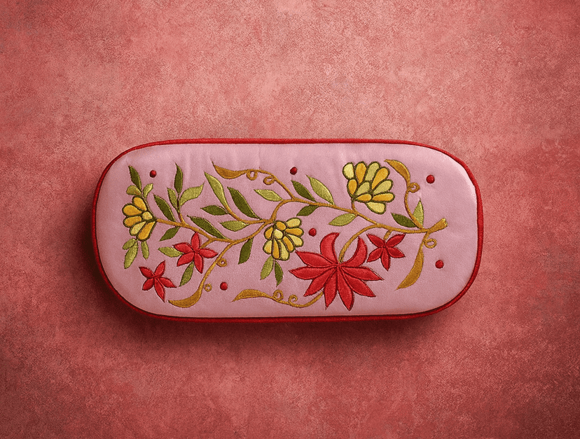 Gulmohar Grace – Handcrafted Embroidered Pink Chasma Cover view 3