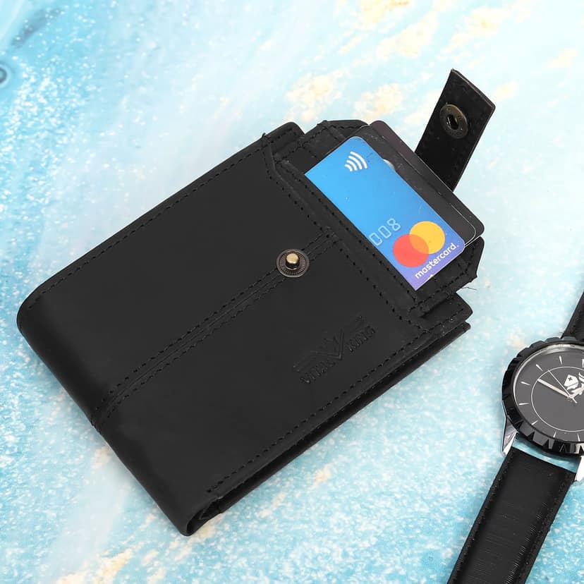 Vital King Men Trendy, Travel Black Genuine Leather Wallet (11 Card Slots) view 3