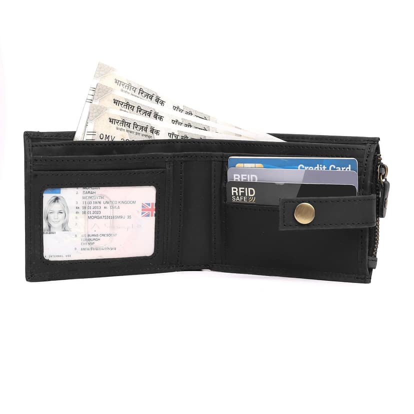 Vital King Men Trendy, Travel Black Genuine Leather Wallet (11 Card Slots) view 4