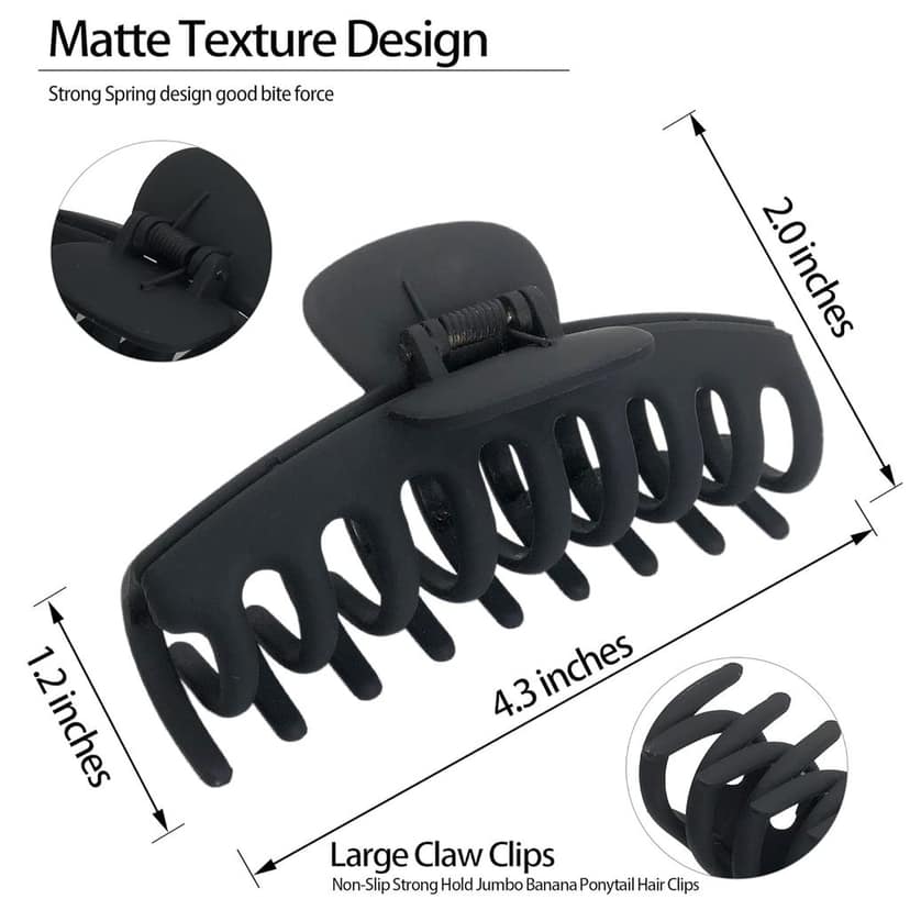Matte Large Hair Claw Clips - Set of 4 view 2
