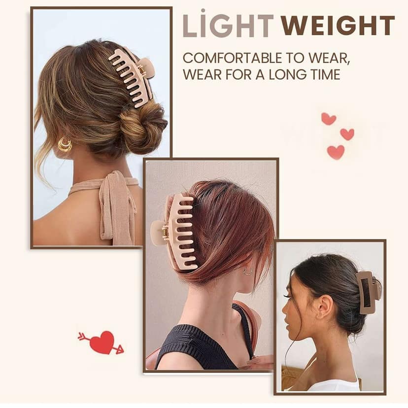Matte Large Hair Claw Clips - Set of 4 view 3
