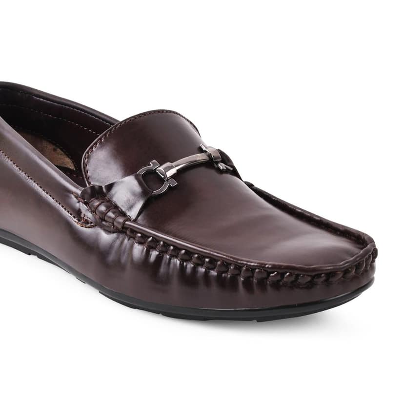 Paragon Brown Formal Slip-On Loafers for Men with Metal Accents view 7