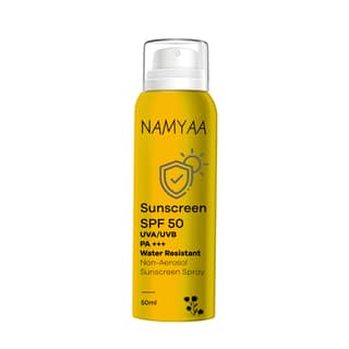 Namyaa Sunscreen Spray SPF50 For Sun Protection Against UVA/UVB With PA+++ (50ml) | Water Resistant & Non-Aerosol Sunscreen Spray Long-lasting Protection for All Skin Types, No White Cast, Light weight & Invisible - Pack of 1