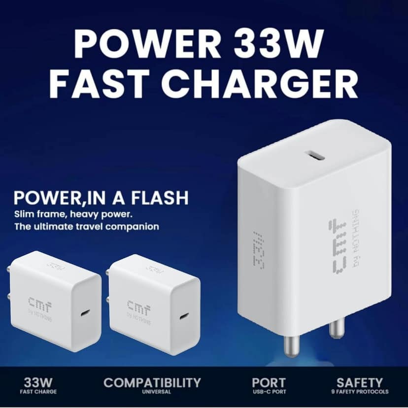CMF by Nothing Power 33W Fast Charger (Model C383) | USB Type-C Wall Charging Adapter | PPS Support | White | Adapter Only (No Cable) view 10