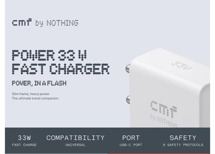 CMF by Nothing Power 33W Fast Charger (Model C383) | USB Type-C Wall Charging Adapter | PPS Support | White | Adapter Only (No Cable) view 8